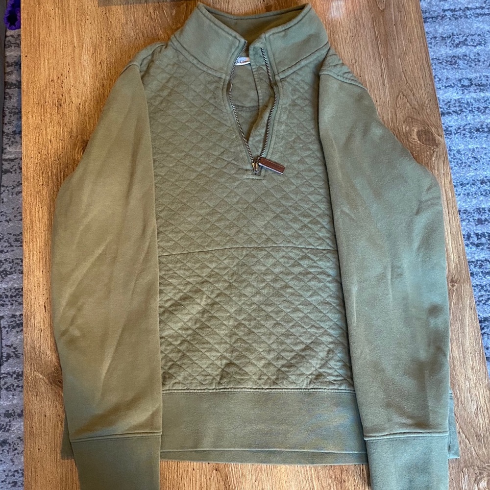 L.l. bean quarter zip quilted cotton hoodie
